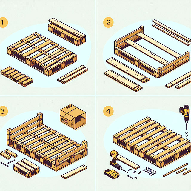assembling pallets into a bed frame