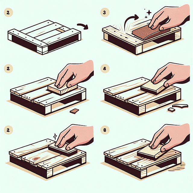sanding wooden pallets