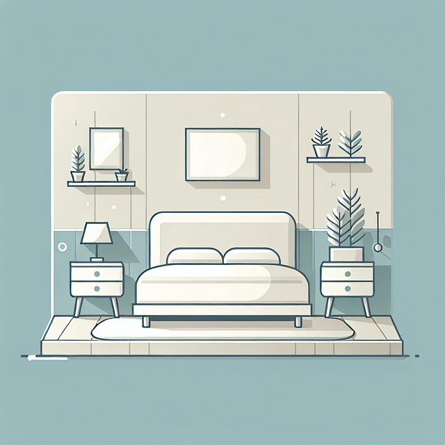 minimalist white bed frame in a small room