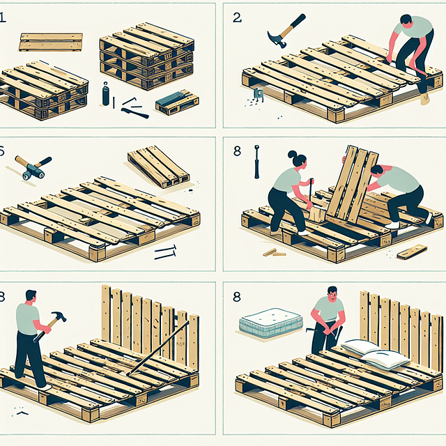 assembling pallets into a bed base