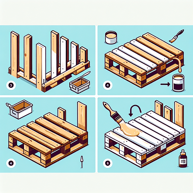 applying finish to a wooden pallet bed frame