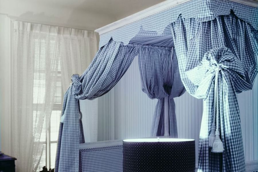 embroidered curtains for canopy bed