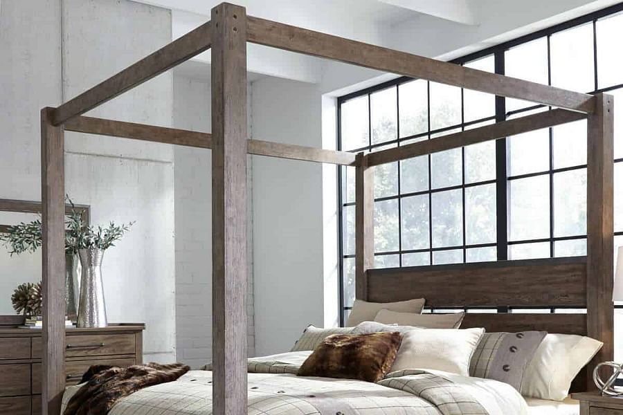 industrial style canopy bed frame