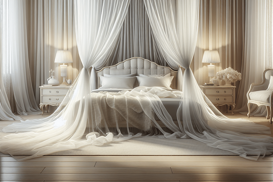 sheer curtains for canopy bed