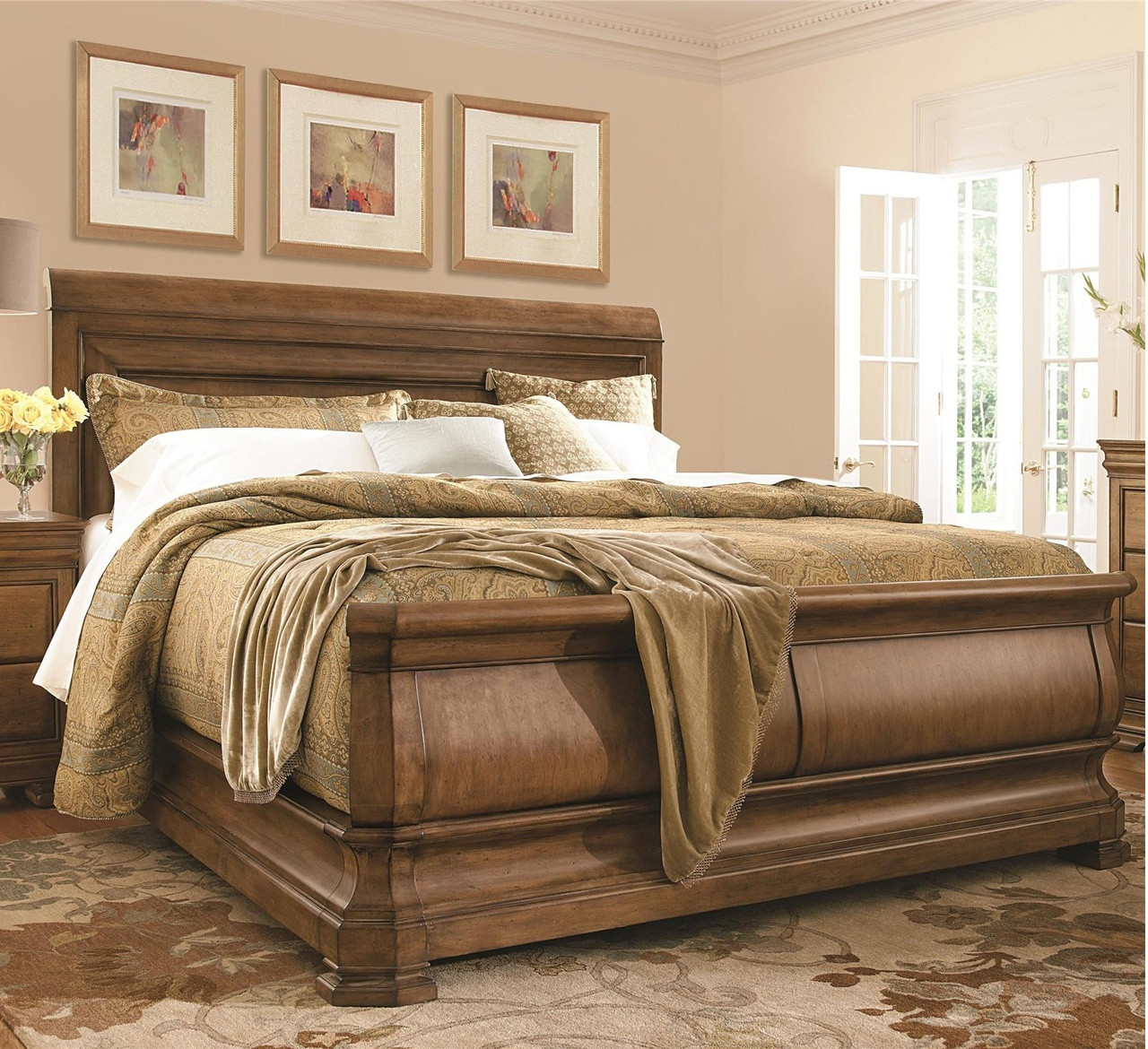 Classic Wooden Sleigh King Size Bed Frame