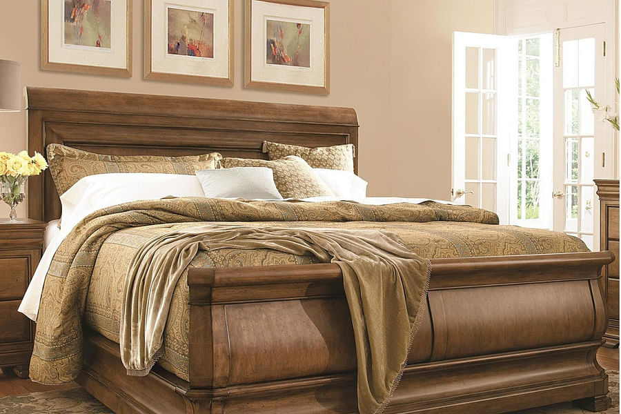 Classic Wooden Sleigh King Size Bed Frame