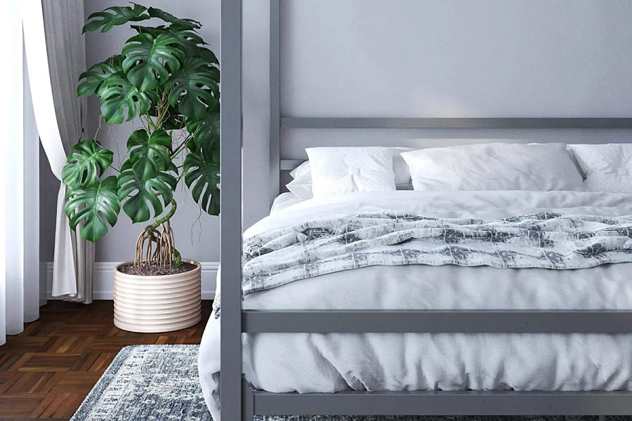 Industrial Canopy King Size Bed Frame