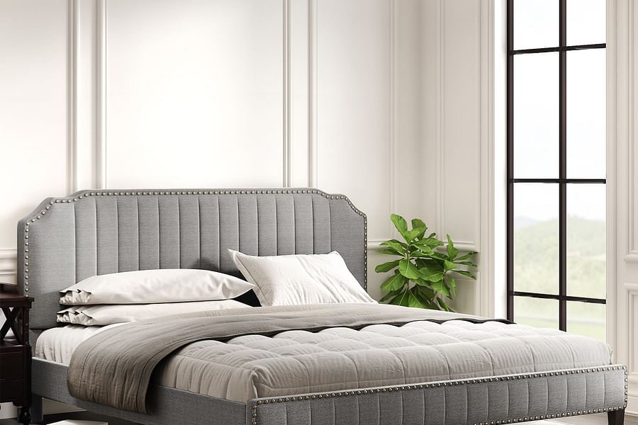 Upholstered Wingback King Size Bed Frame