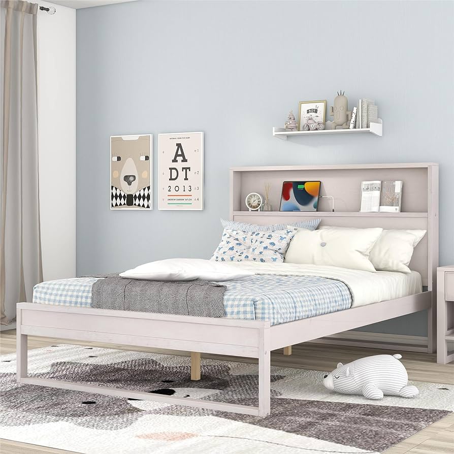 cottage style white wooden bed frame