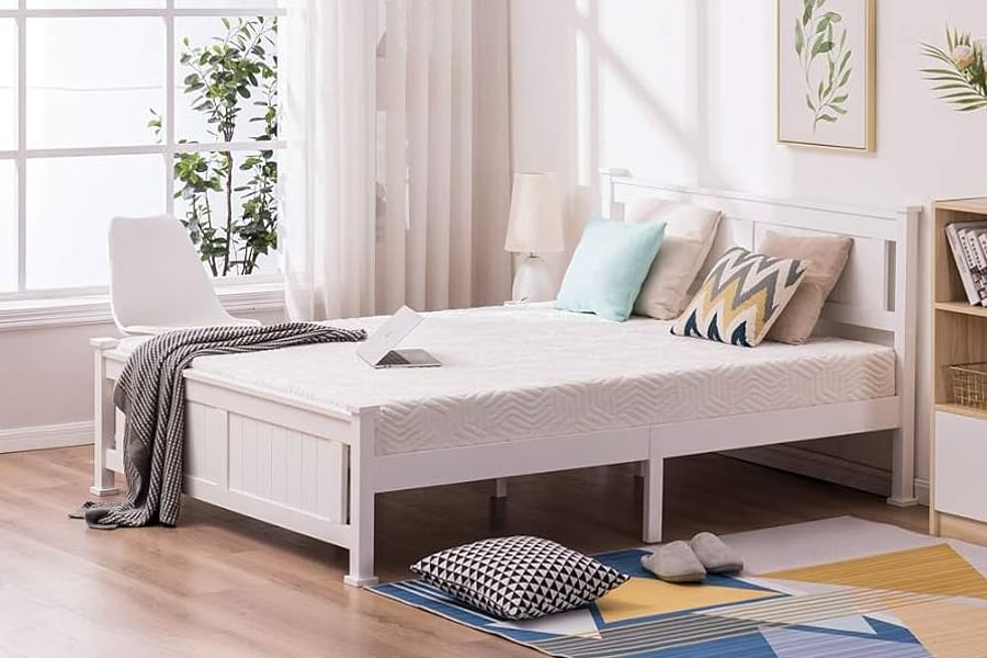 modern minimalist white bed frame
