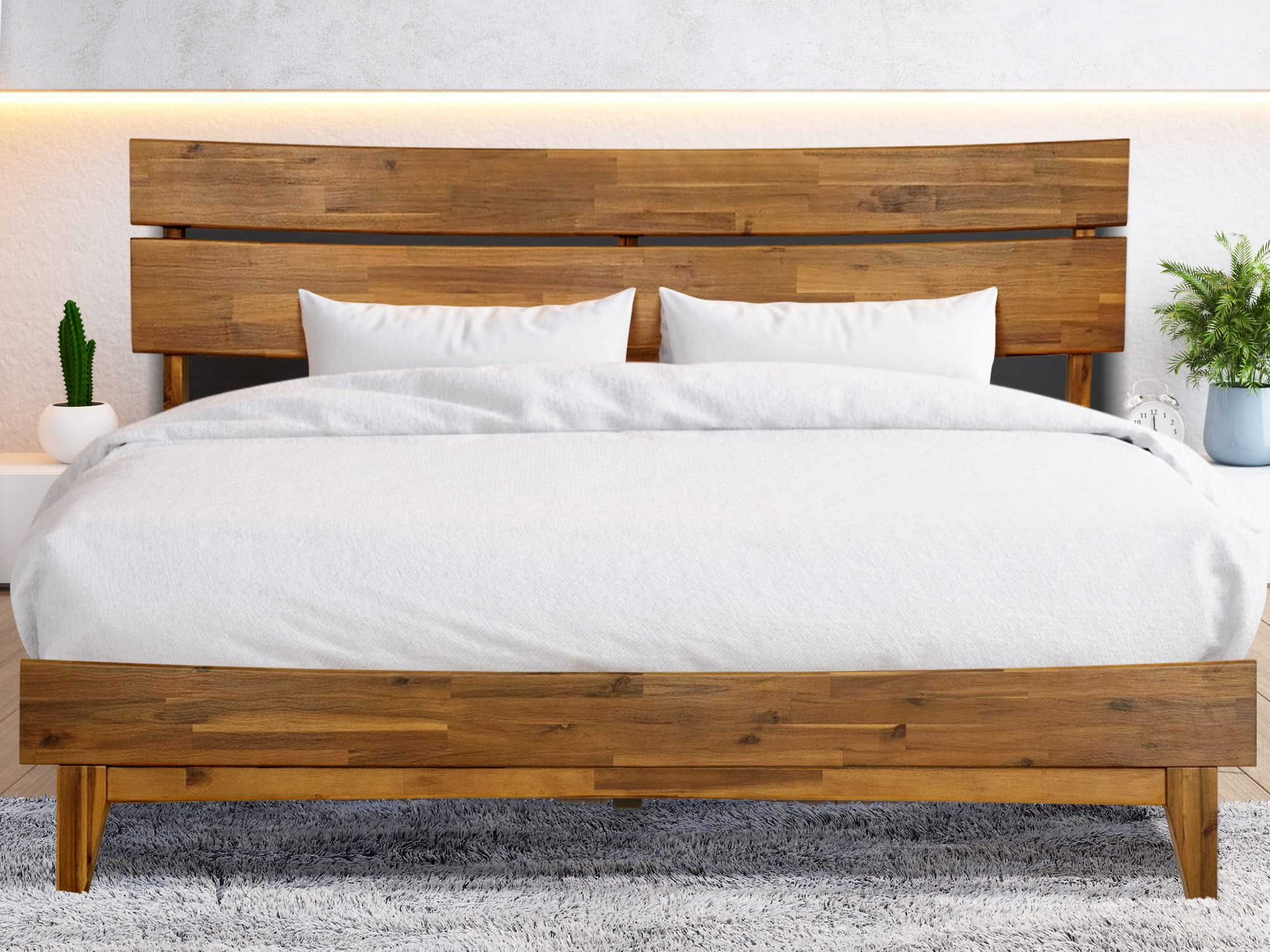 Scandinavian white wooden bed frame