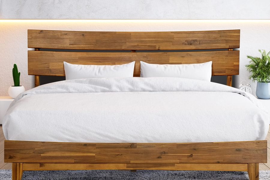 Scandinavian white wooden bed frame