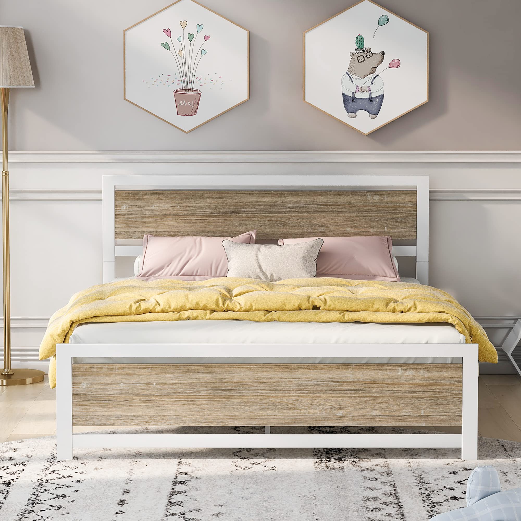 shabby chic white wooden bed frame