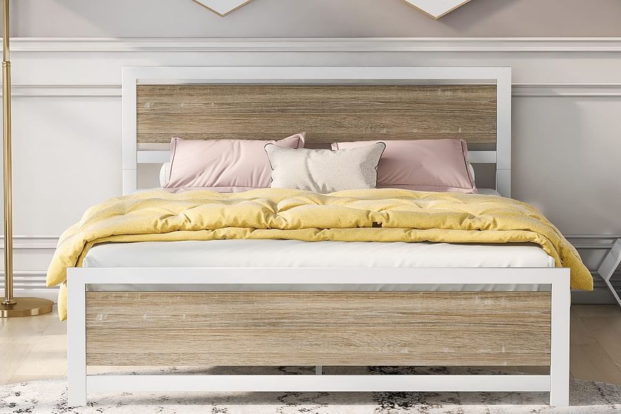 shabby chic white wooden bed frame