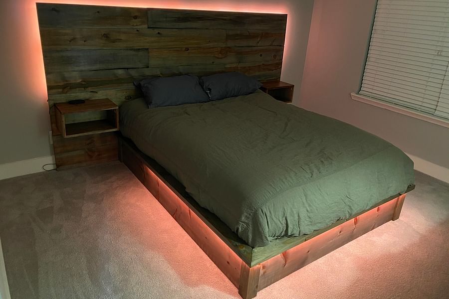 LED pallet bed frame