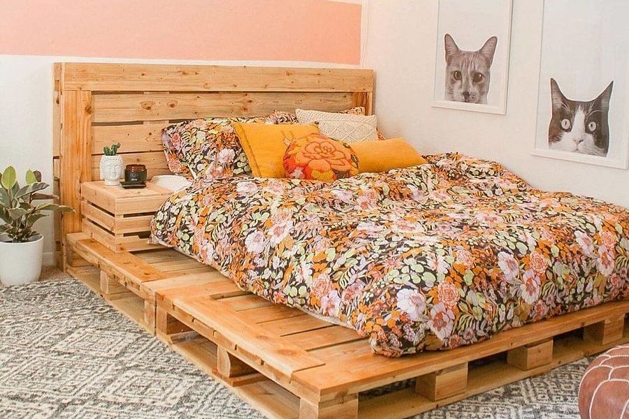 pallet bed frame with storage
