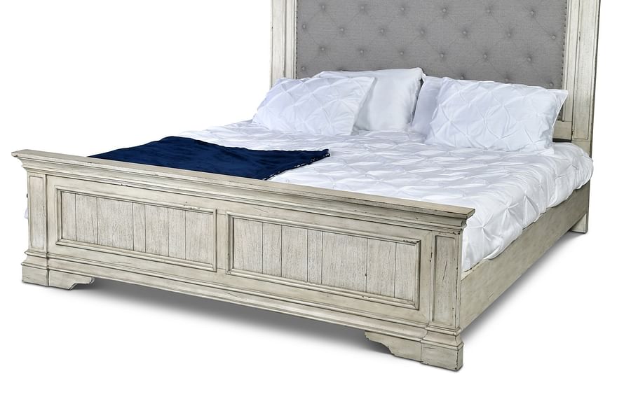 chic white upholstered bed frame