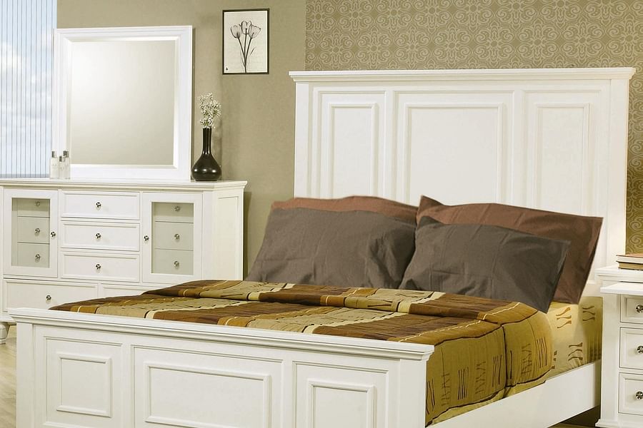 classic white wooden bed frame