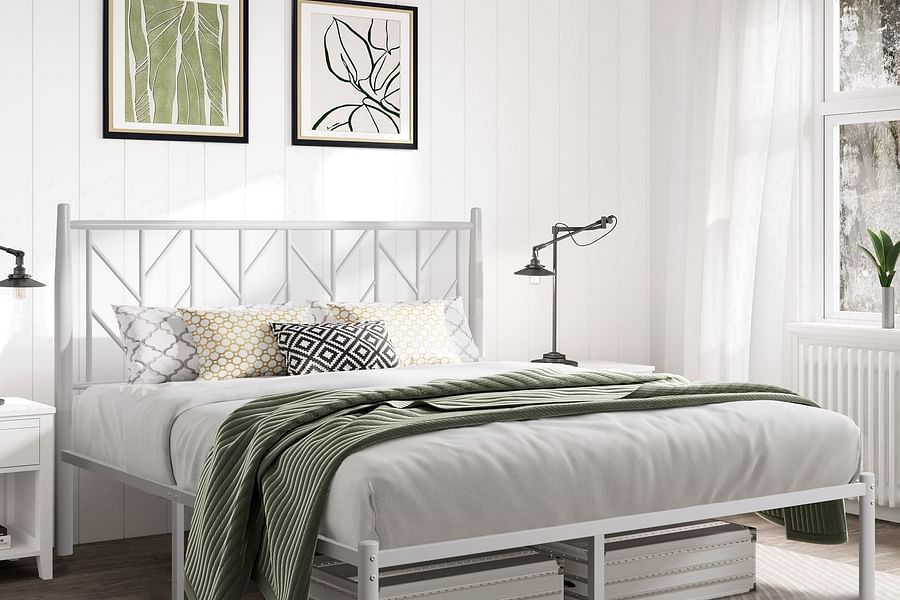 modern white metal bed frame