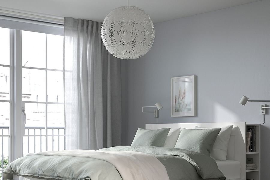 Scandinavian white bed frame