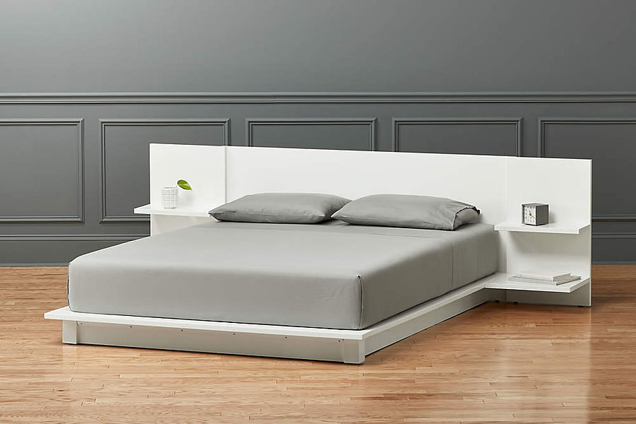 white platform bed frame