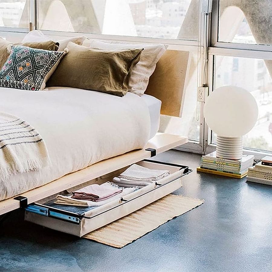 Boxed Floyd bed frame ready for assembly