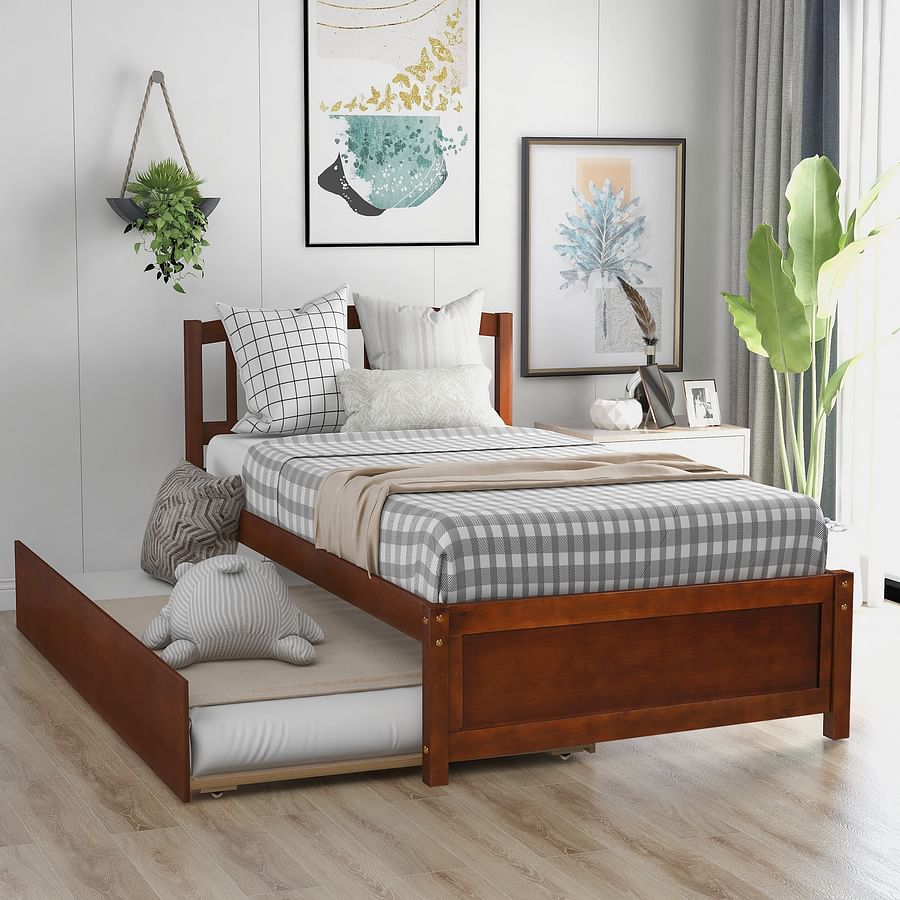 Stylish twin size bed frame with mattress