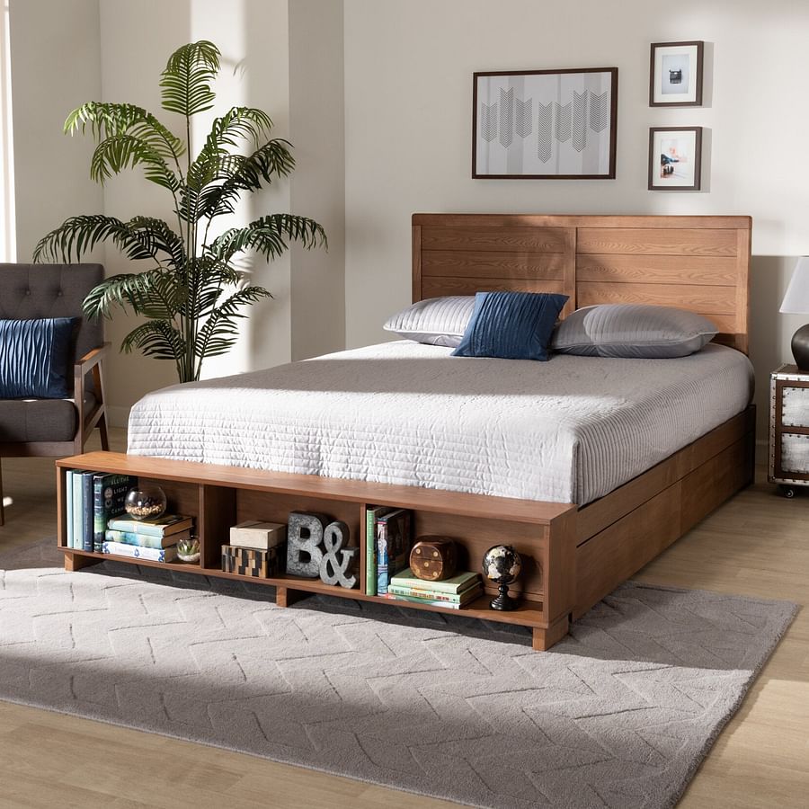wooden low bed frame