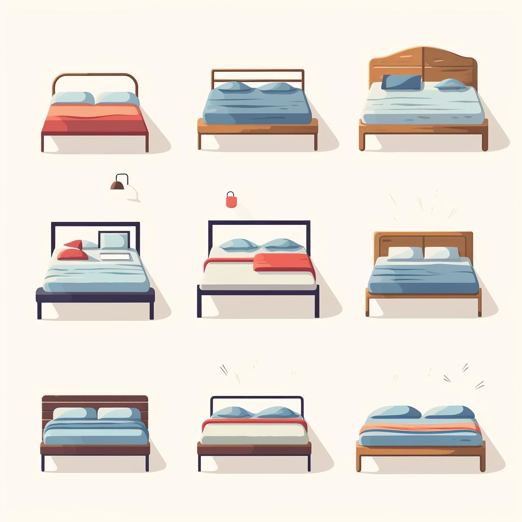 Various styles of bed frames